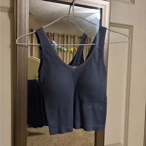 Stylish Navy Ribbed Crop Top